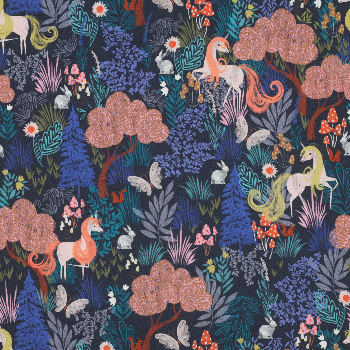 Unicorn Poplin - Navy - Poppy