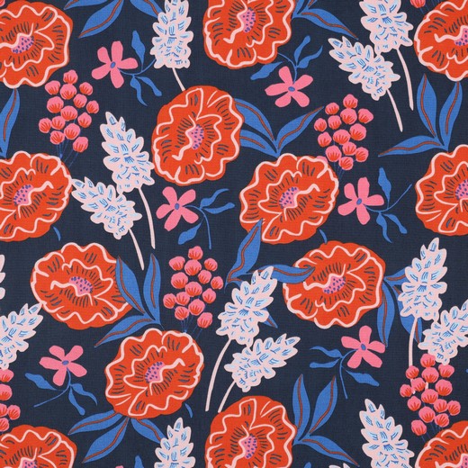 
                      
                        Fresh Flowers Navy - Fine Poplin - Nerida Hansen
                      
                    