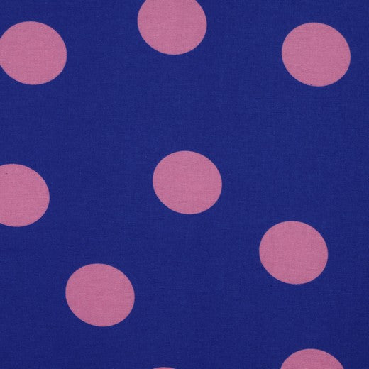 Flanel Dots - Cobaltblauw Roze - Poppy