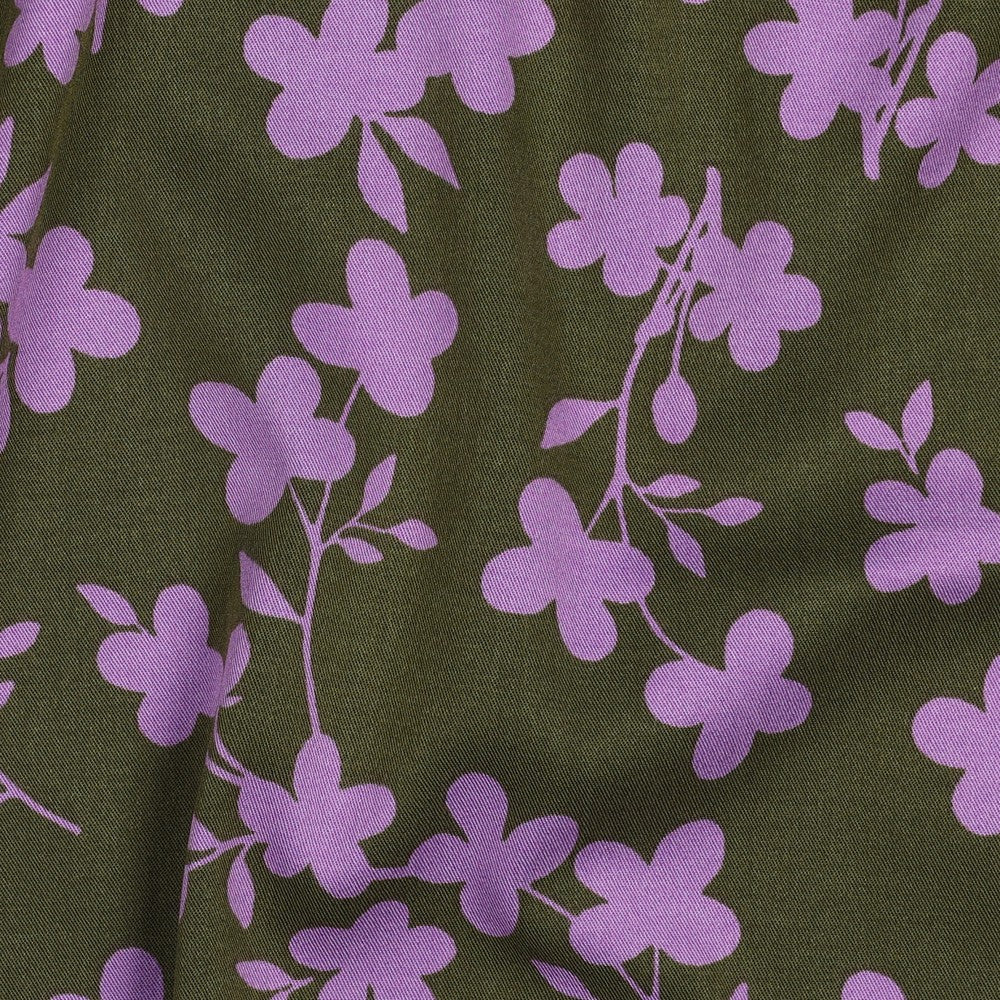 Abstract Flowers - Legergroen Lila - Viscose met stretch