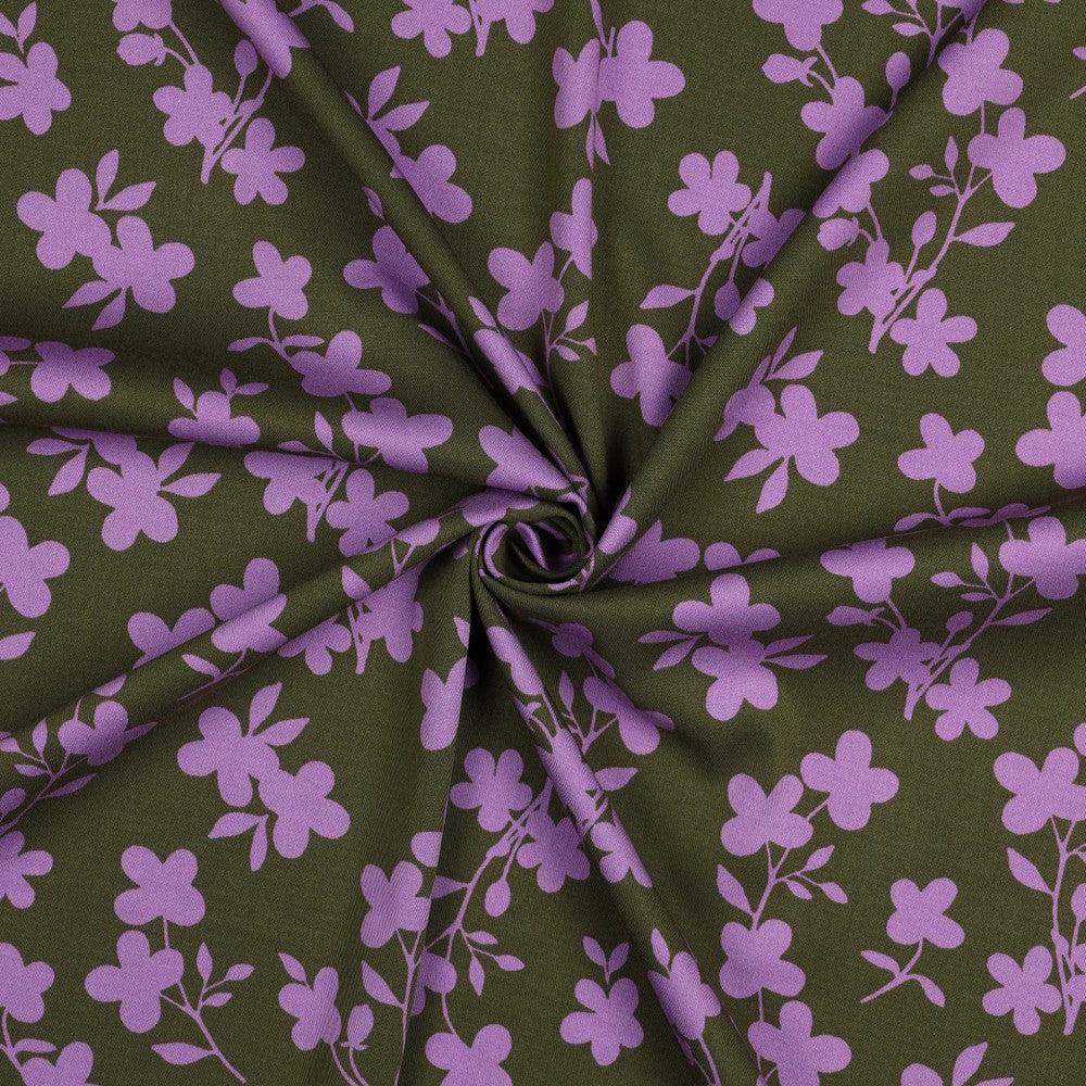 
                  
                    Coupon 1.7m Abstract Flowers - Legergroen Lila - Viscose met stretch
                  
                