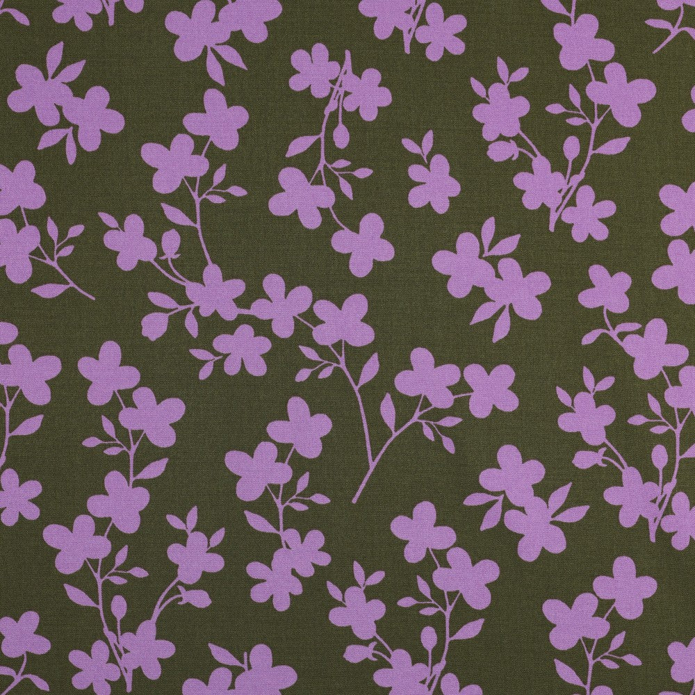 Abstract Flowers - Legergroen Lila - Viscose met stretch