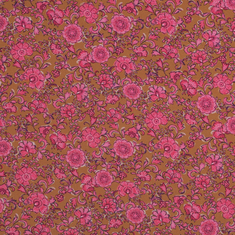 Digital Indian Flowers - Roze - Viscose Poplin Stretch