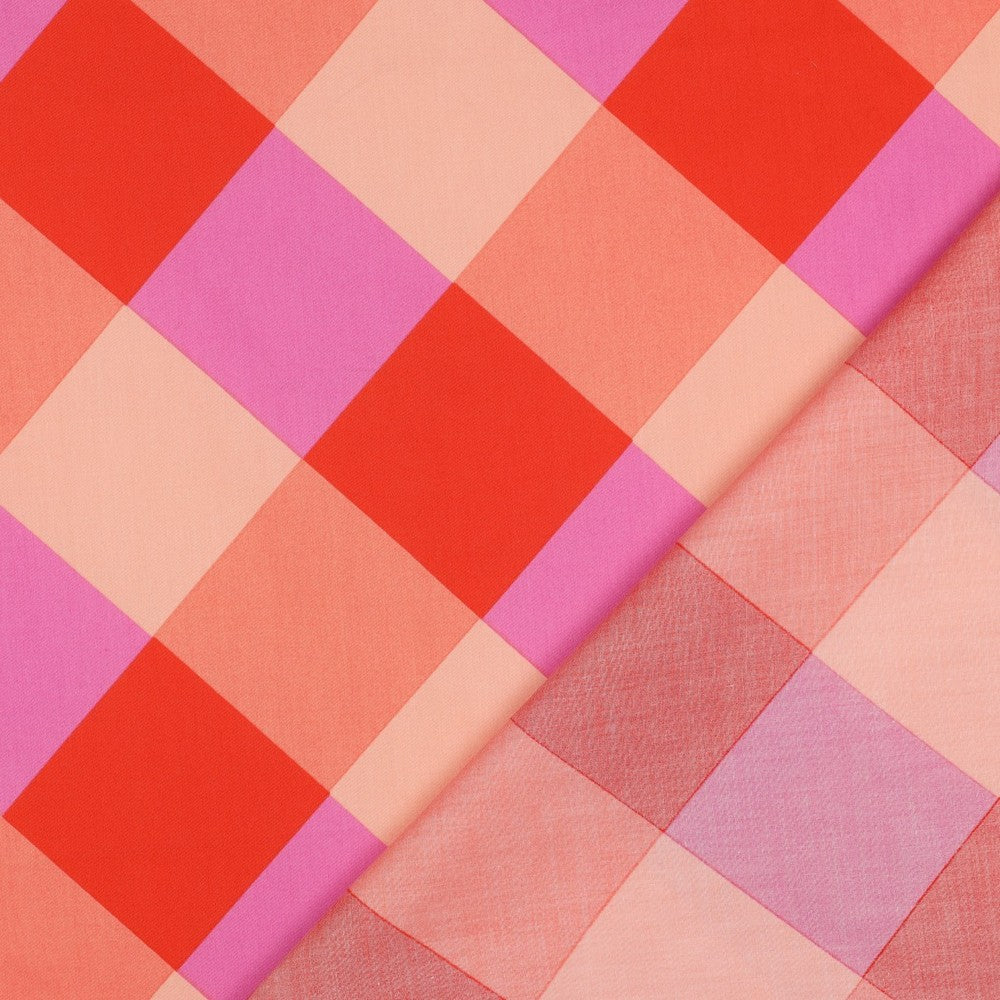 
                  
                    Large Gingham Katoen satijn - Rood Roze - Nerida
                  
                