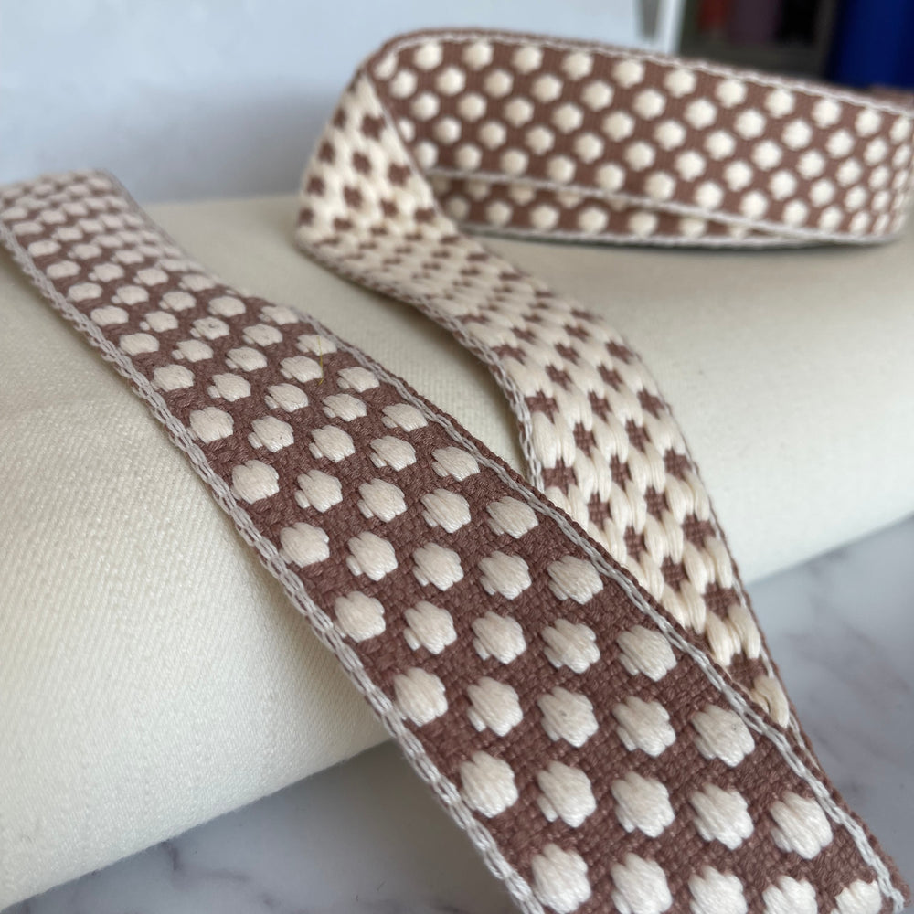 Tassenband Woven Dot -  Old Rose Cream