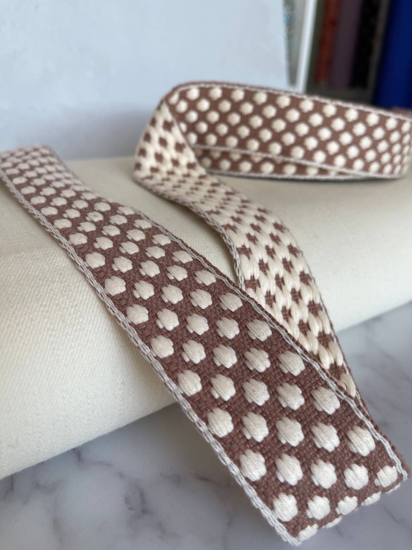 Tassenband Woven Dot -  Old Rose Cream