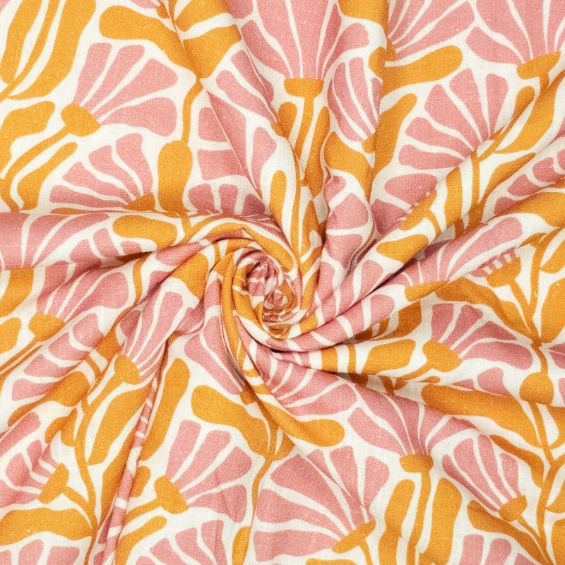 
                  
                    Wild Flower Roze Oranje - Viscose Linnen
                  
                