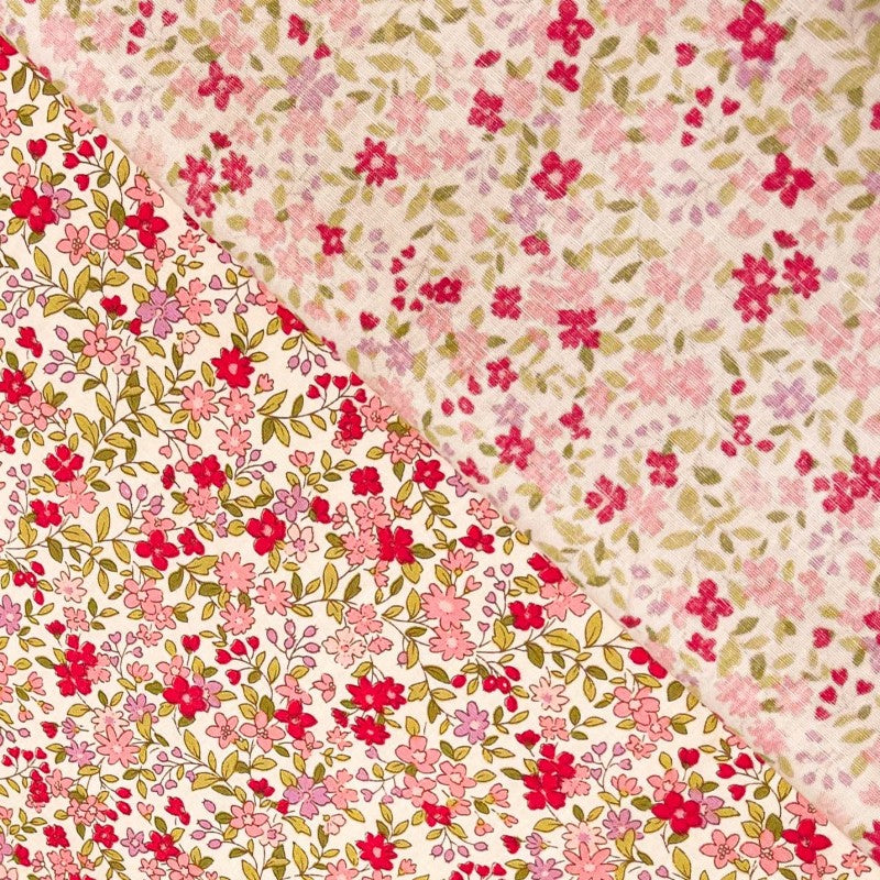 Mini flowers Pink - Poplin Katoen