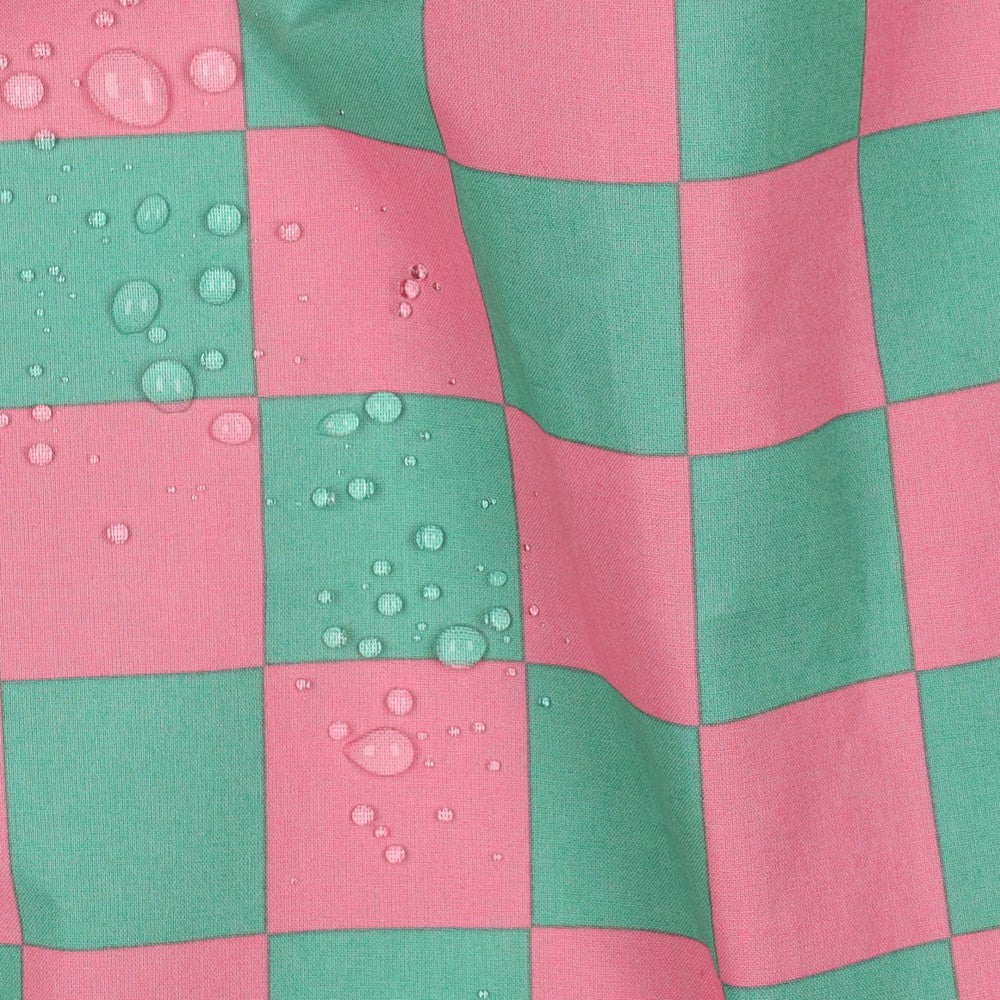 Check - Coated Cotton - Groen Roze