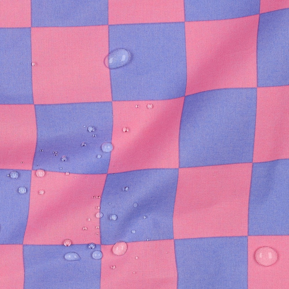 Check - Coated Cotton - Blauw Roze