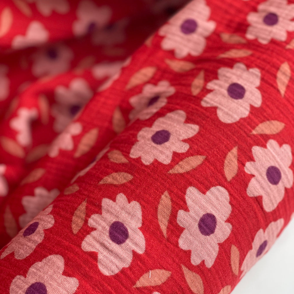 
                  
                    Double gauze Bloemen - Rood
                  
                