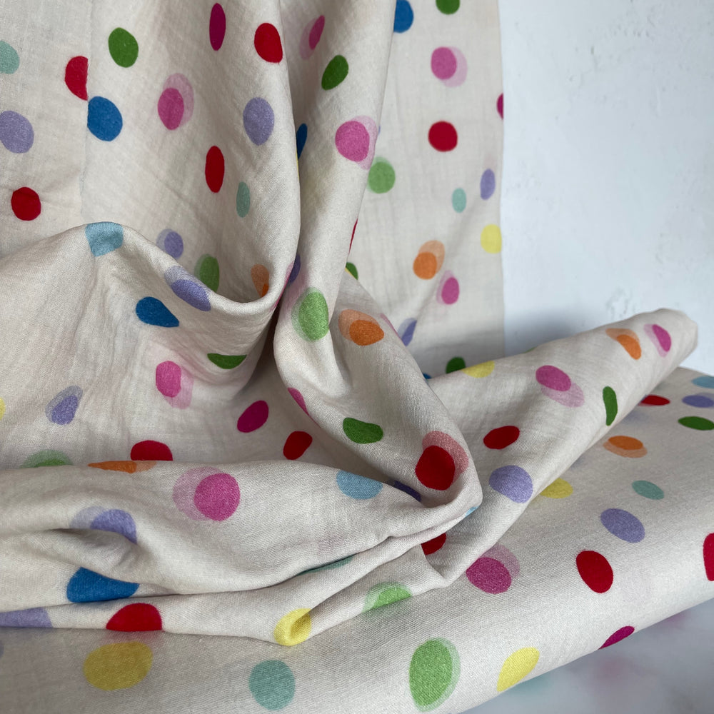 Double gauze Multicolour Dot - Ecru