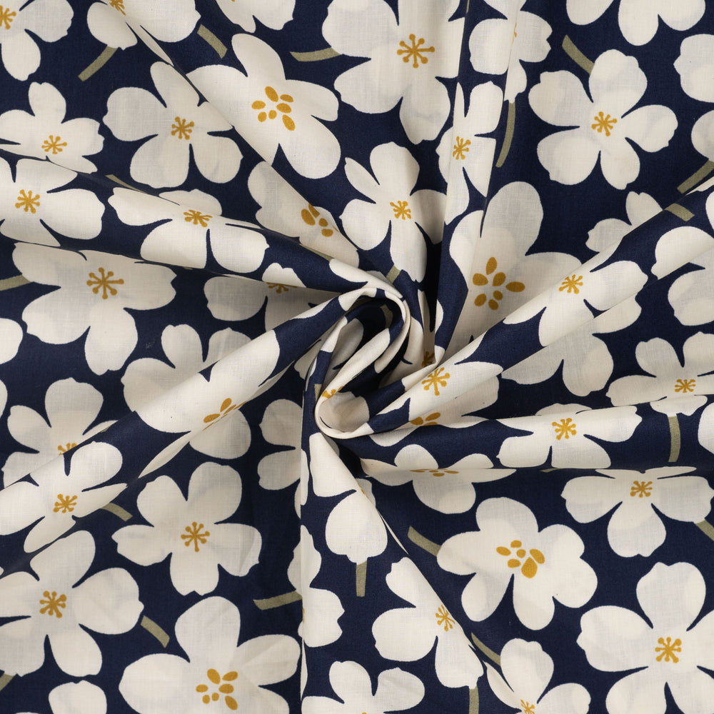 
                  
                    Big Flowers Poplin - Navy Ecru
                  
                