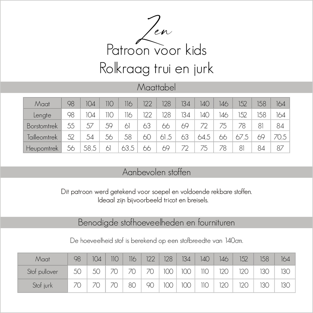 
                  
                    Zen rolkraag trui en jurk voor kids, dames en tieners – papieren naaipatroon - Bel'etoile
                  
                