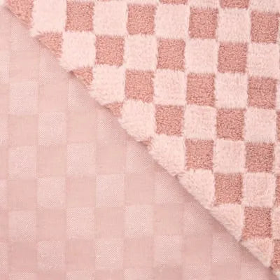 Coupon 90 cm High Low Check Fur - Dusty Pink