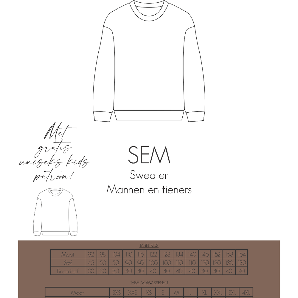 Sem Sweater voor mannen en tieners – papieren naaipatroon - Bel'etoile