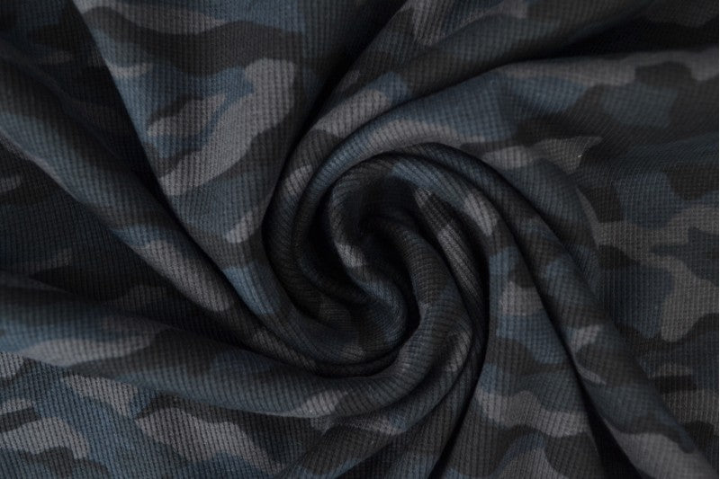 Rib Jersey Camouflage - Grijs Blauw