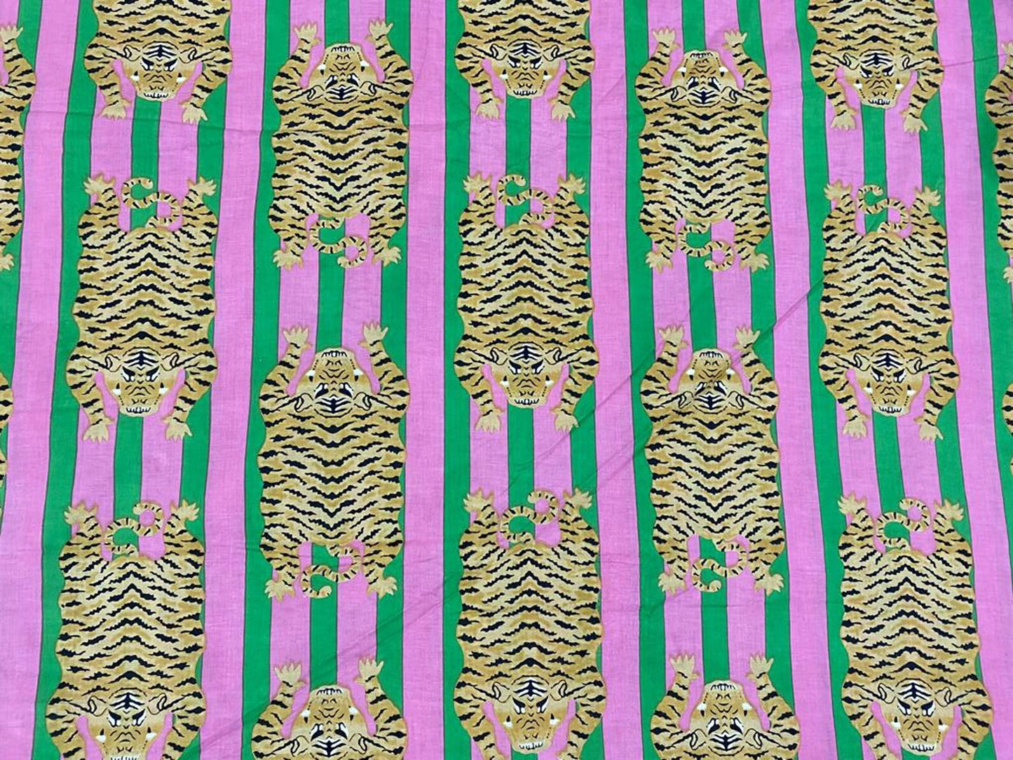 Tijger Groen Roze - Indian Block Print - Cotton Voile