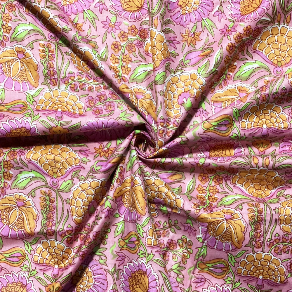 
                  
                    Bloemen Roze Oranje Groen - Indian Block Print - Cotton Voile
                  
                